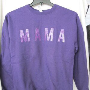 New - Sweetees Purple Mama Print Crew Neck Sweatshirt - Small